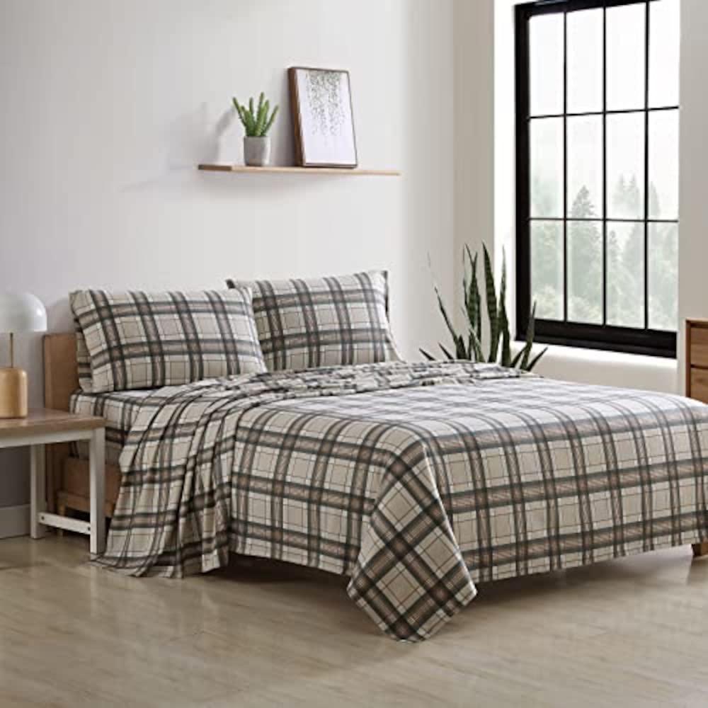 Eddie Bauer - Twin Sheets, Cotton Flannel Bedding Set, Brushed For Extra Softness, Cozy Home Decor (Edgewood Plaid, Twin)