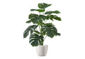 Monarch Specialties I 9551 Artificial Plant, 24' Tall, Monstera, Real Touch, Decorative, Green Leaves, White Pot