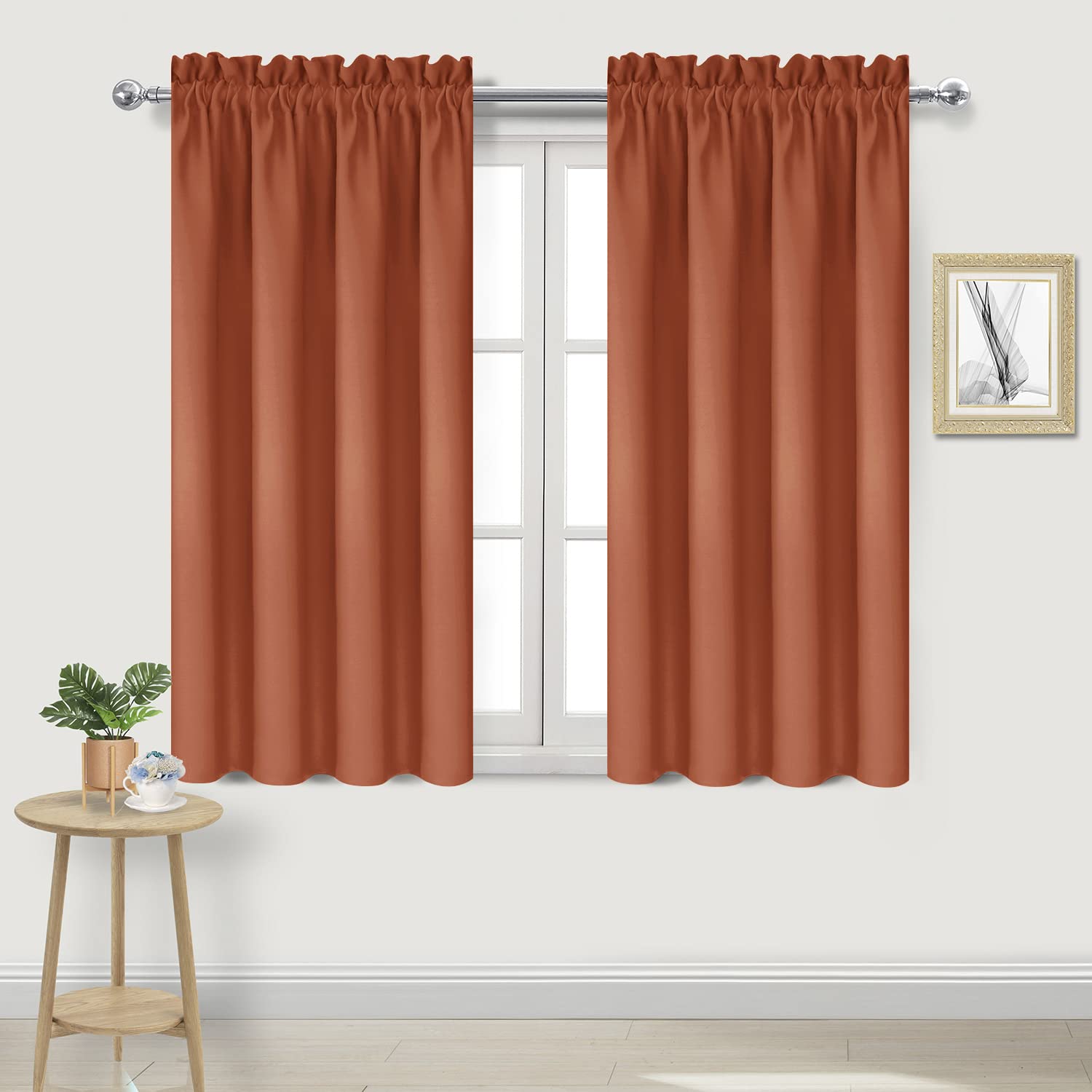 Dwcn Blackout Curtains Thermal Insulated, Energy Saving & Noise Reducing Bedroom And Living Room Curtains, Burnt Ochre, W 38X L