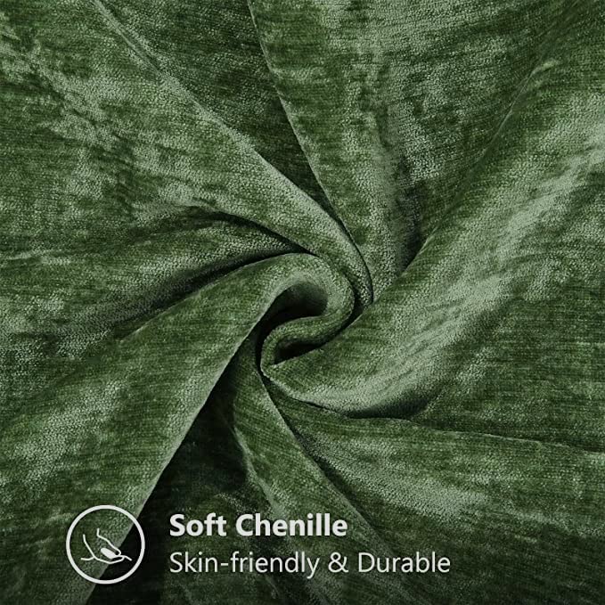 Decoruhome Chenille Soft Throw Pillow Covers 18X18 Set Of 2, Farmhouse Velvet Pillow Covers, Decorative Square Pillow Covers With Stitched Edge For Couch Sofa Bed, Forest Elf