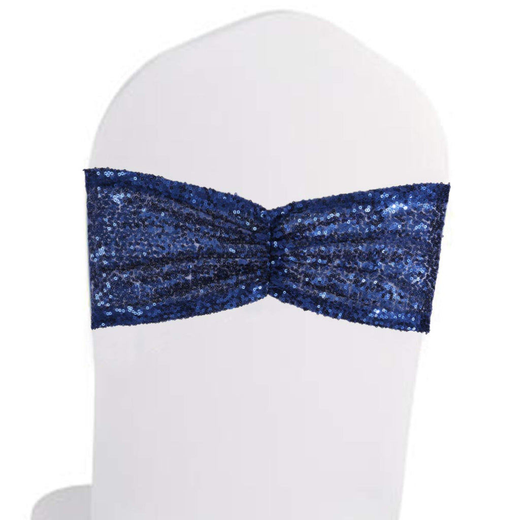 Eternal Beauty Set Of 20 Sequin Chair Sashes Navy Blue Chair Sashes For Wedding Hotel Party Banquet Chairs Decorations