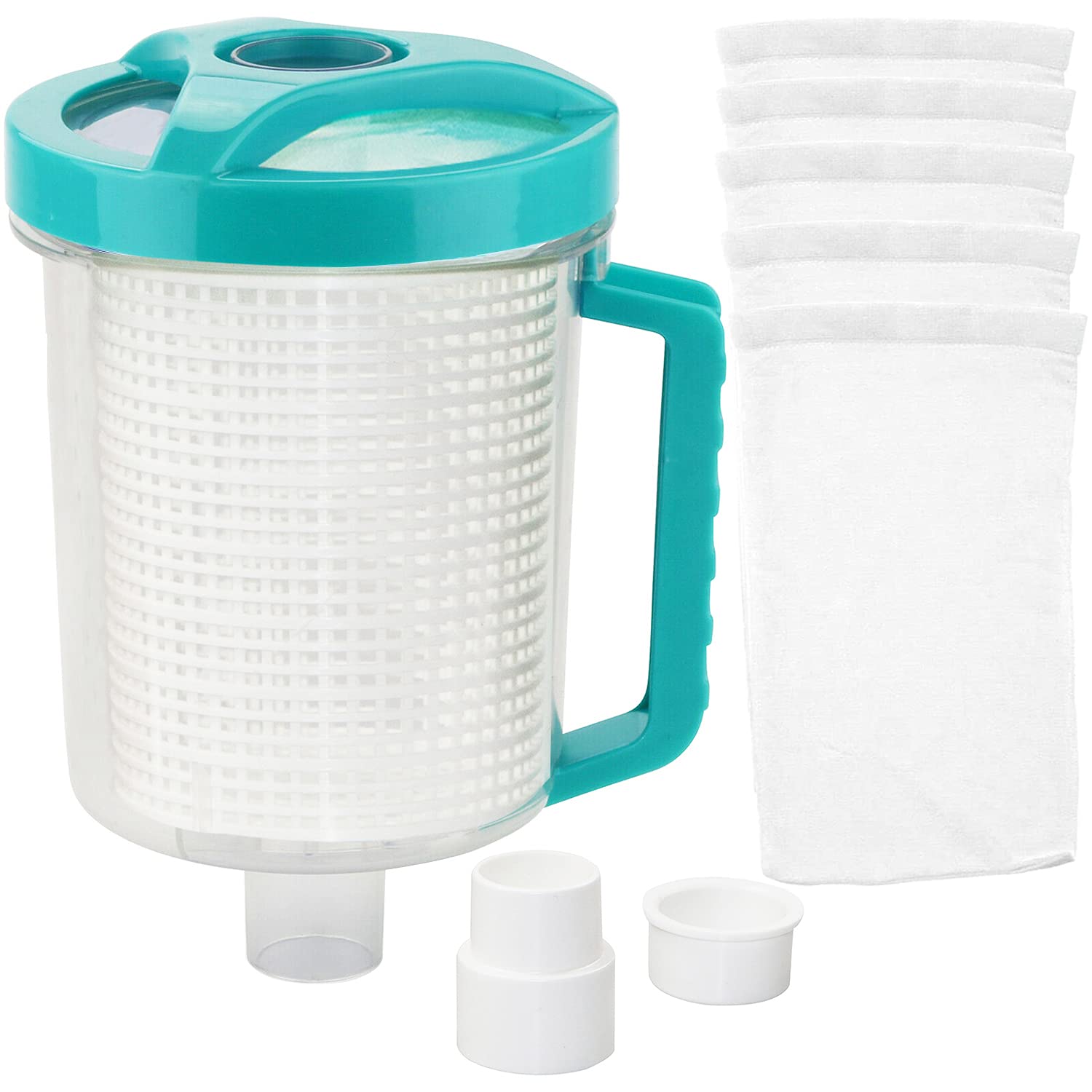 Pool Leaf Canister Catcher In-Line Leaf Canister For Pool Spa Swimming Pool Cleaner With Mesh Basket And 5 Skimmer Socks, For Su