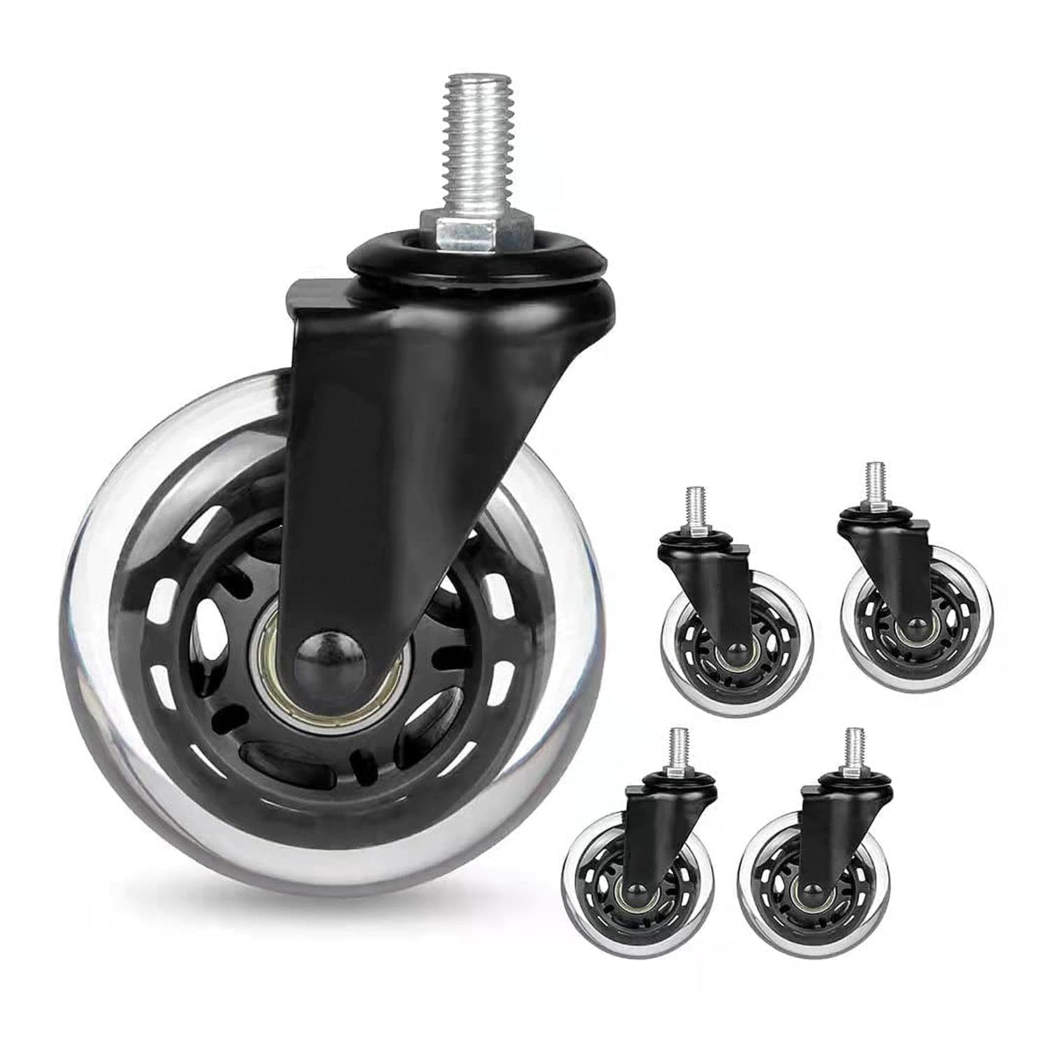 8T8 Office Chair Caster Wheels By 8T8 For Smart Home Offices, 5/16'-18X1(Not Metric M8) Threaded Stem Caster, Heavy Duty 3' Re