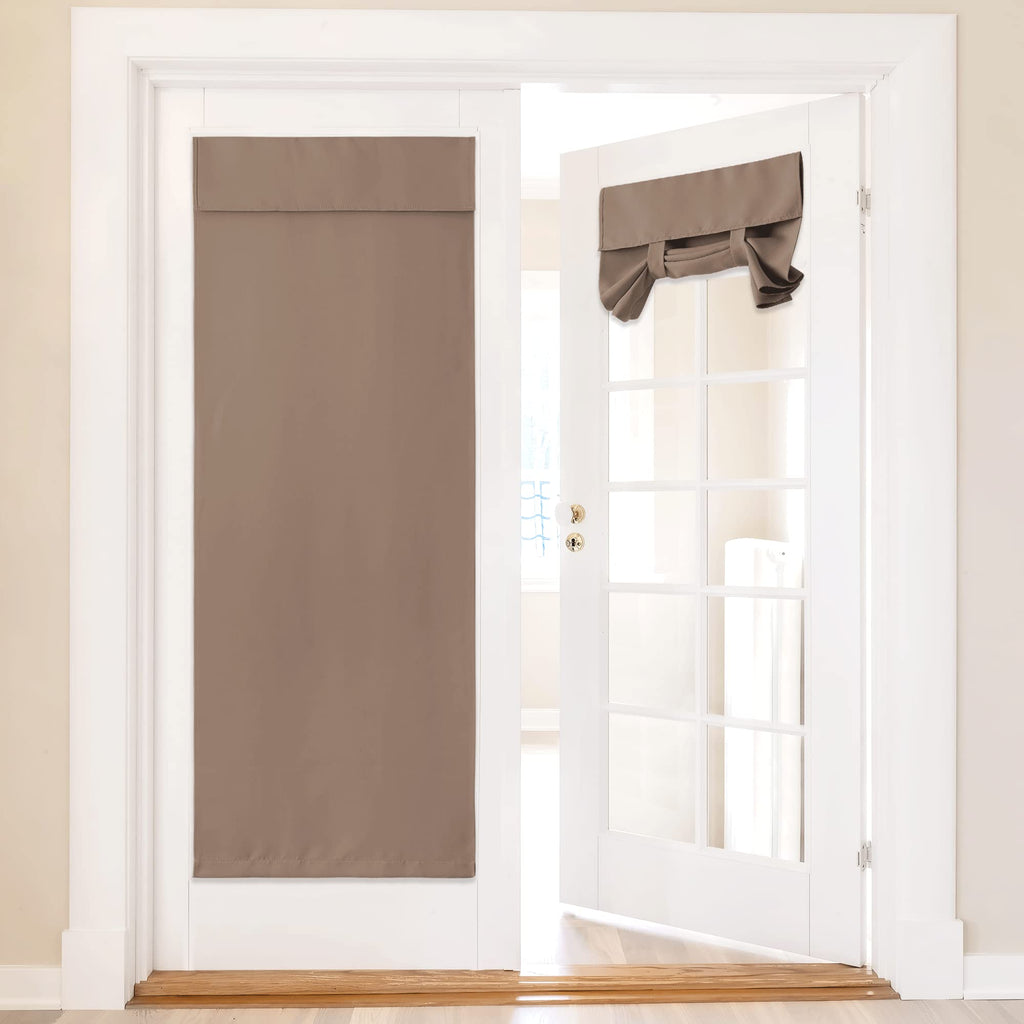 Nicetown French Door Curtain Kitchen Blackout Door Cover, 36 X 72 Inch Doorway Curtain For Entryway, Thermal Insulated Tie Up Shade Door Window Curtains For, 1 Panel, Cappuccino