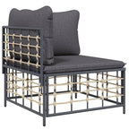 vidaXL 8-Piece Patio Lounge Set in Anthracite Poly Rattan with Cushions - Modular Outdoor Furniture for Garden, Terrace or Deck