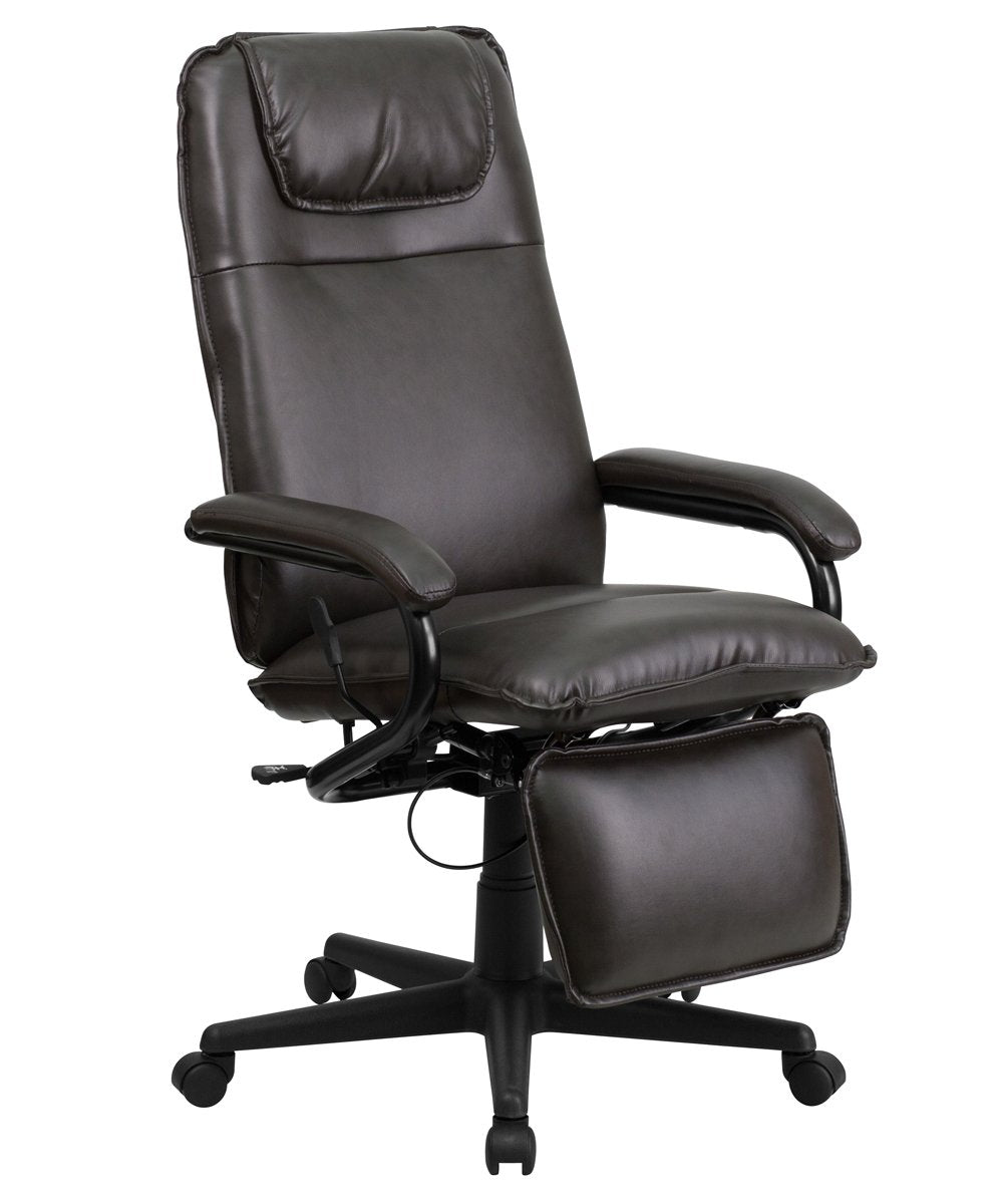 Flash Furniture High Back Brown Leather Executive Reclining Office Ergonomic Swivel Office Chair With Arms - Thumbnail 2