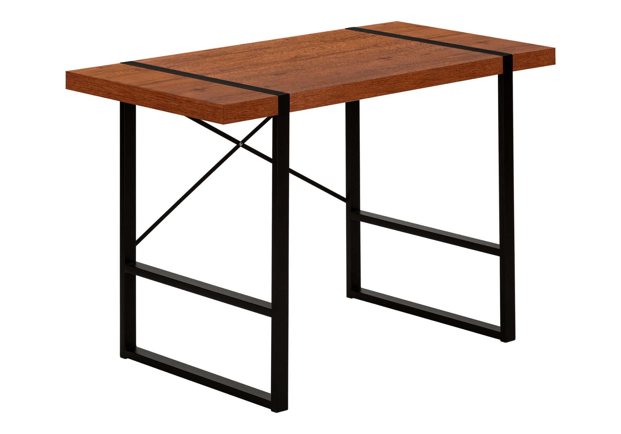 Monarch Specialties 7656 Computer Desk, Home Office, Laptop, 48&quot; L, Work, Metal, Laminate, Brown, Black, Contemporary, Modern Desk-48 L Cherry, 49&quot; L X 23.75&quot; W X 30&quot; H