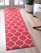 Unique Loom Trellis Frieze Collection Area Rug - Rounded (2' X 13' 1'' Runner, Pink/ Ivory)