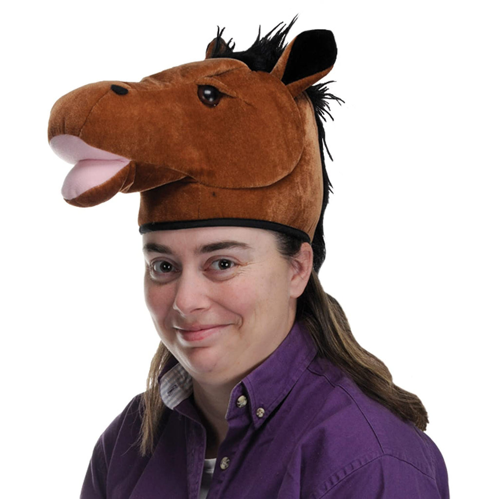 Beistle Unisex Plush Horse Head Hats, 3 Pieces - Western Costume Accessories, Farm Themed Party Supplies, Crazy Animal Headwear,