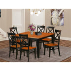 East West Furniture PFQU7-BCH-W 7 Piece Dining Room Table Set Consist of a Square Wooden Table with Butterfly Leaf and 6 Kitchen Dining Chairs, 54x54 Inch, Black & Cherry