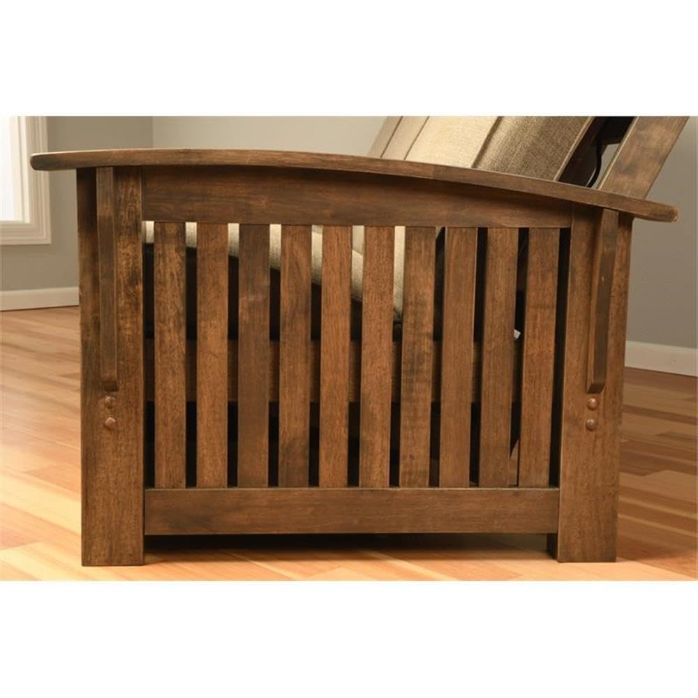 Kodiak Furniture Washington Queen Size Futon Frame Only in Rustic Walnut Brown Finish