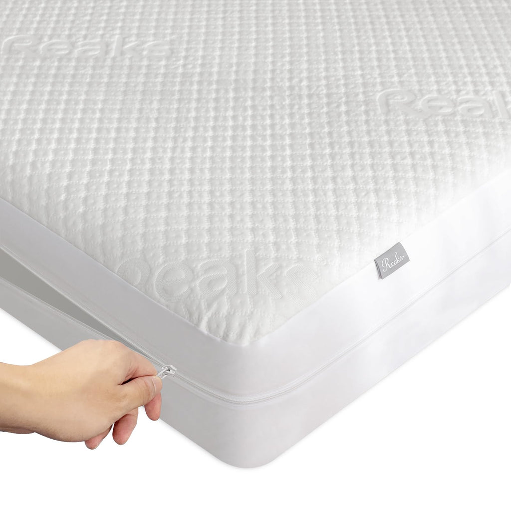 Full Size Bamboo Rayon Mattress Protector With Zipper - 100% Waterproof Zippered Mattress Cover - Soft & Cooling Noiseless Bed M