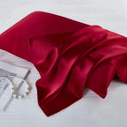 Red Silk Pillow Cases For Hair And Skin Made In Usa, Real 22 Momme Mulberry Silk, Anti Acne Silk Pillowcase With Zipper, Organic