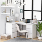 vidaXL Corner Desk White 57.1"x39.4"x29.9" Chipboard