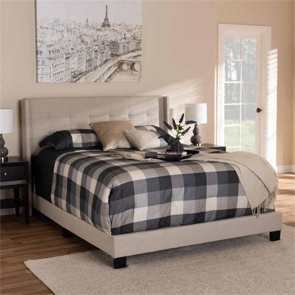 Baxton Studio Lisette Modern and Contemporary Beige Fabric Upholstered Full Size Bed