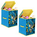 PrettyKrafts Batman Fabric Toys Organizer Storage Box with Top Lid, Big (Blue, Large)  Set of 2 Pieces, Square