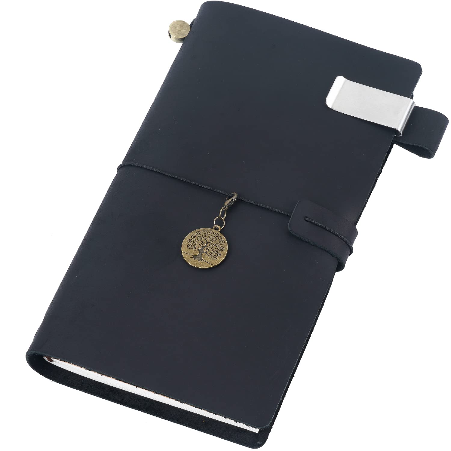 Moterm Travelers Notebook - 8.6' X 4.9' Retro Handmade Leather Travel Journal (Standard Sizes, Black)