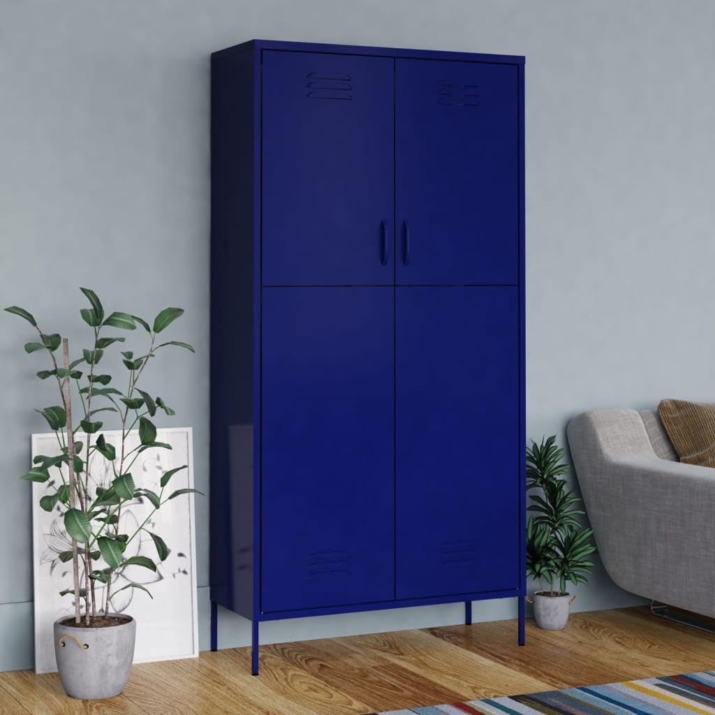vidaXL Wardrobe Navy Blue 35.4&quot;x19.7&quot;x70.9&quot; Steel