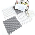 Home Brilliant 4 Pack Interlocking Non Slip Drainage Floor Tiles, Rubber Bathtub mat with Drain Holes Suction Cups for Bathroom,