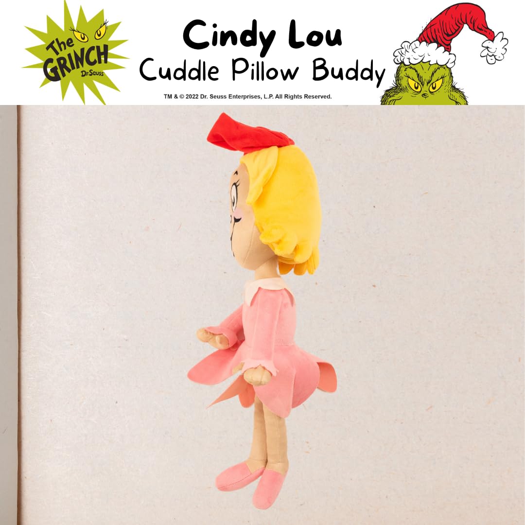 Franco Dr. Seuss The Grinch Cindy Lou Holiday & Christmas Bedding Super Soft Plush Cuddle Pillow Buddy, (Officially Licensed Pro