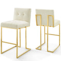 Modway Privy Gold Stainless Steel Performance Velvet Bar Stool Set Of 2 In Gold Ivory
