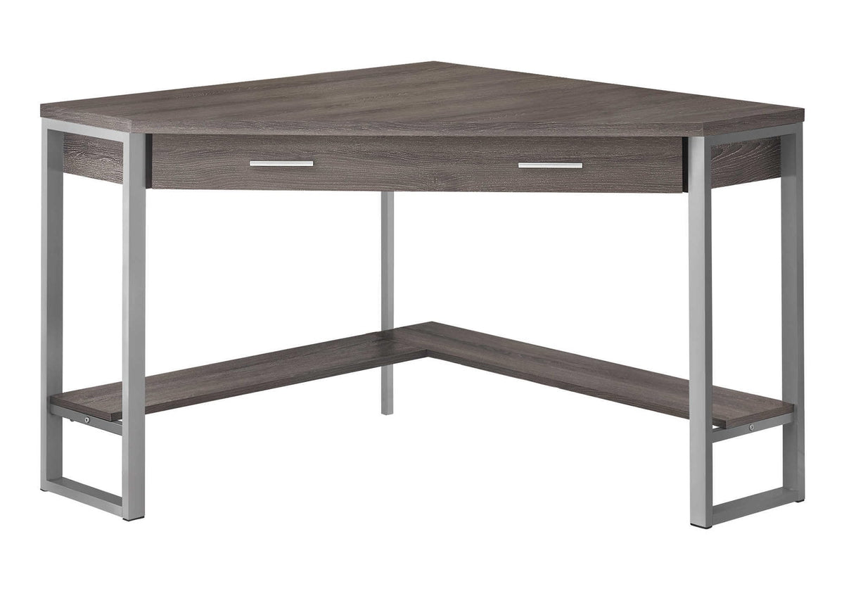 Monarch Specialties Corner Desk with Storage and Shelf Laptop PC Study Table-Workstation for Home Office, 42' L, Dark Taupe