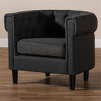 Baxton Studio Bisset Classic and Traditional Gray Fabric Upholstered Chesterfield Chair