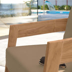 Modway Brisbane Teak Wood Outdoor Patio Armchair in Natural Light Brown