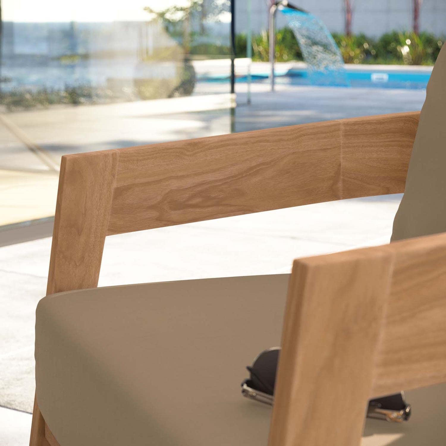 Modway Brisbane Teak Wood Outdoor Patio Armchair in Natural Light Brown