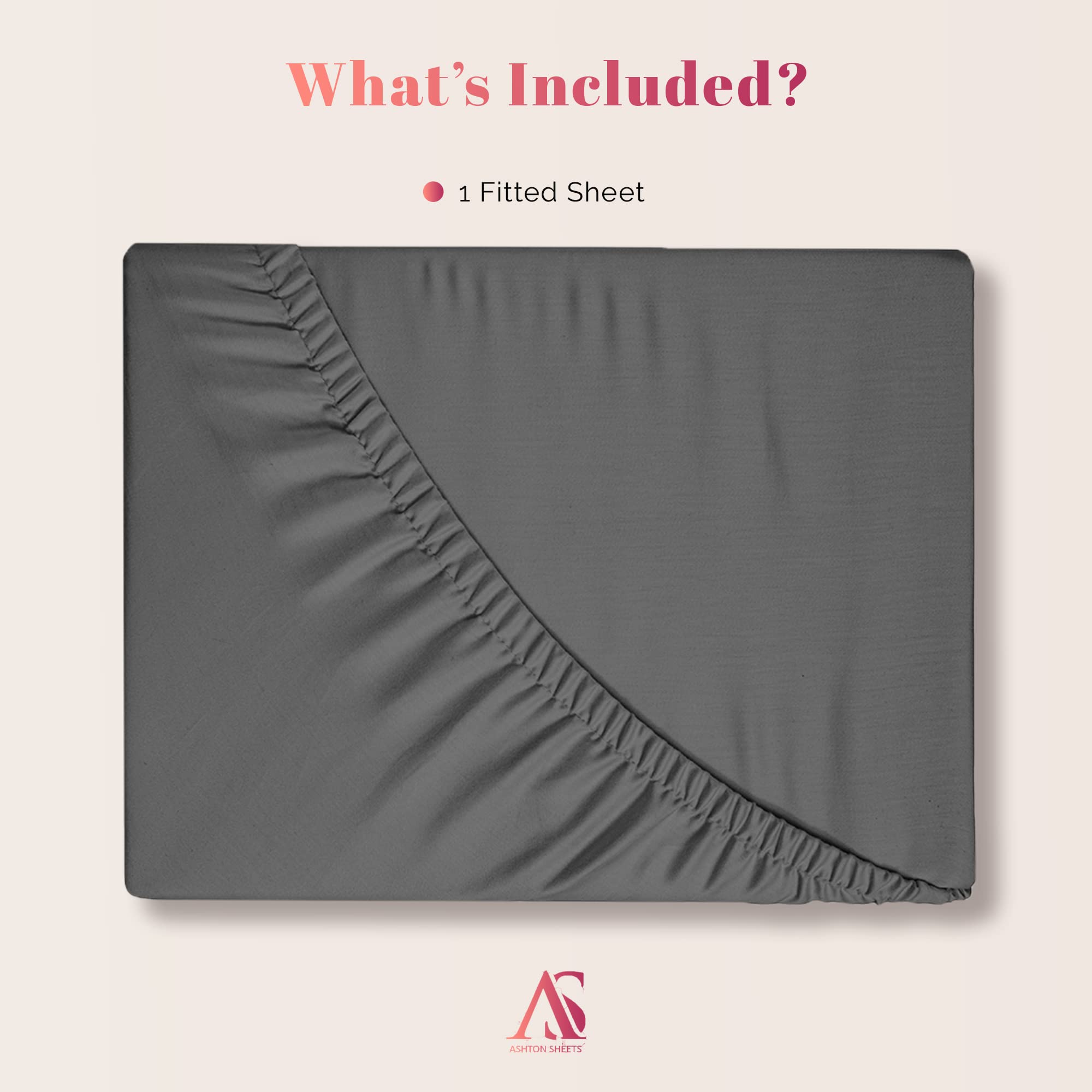 Ashton Sheets Luxury Egyptian Cotton Twin Fitted Sheet Only - 1000-Thread-Count 16'' Twin Deep Pocket Fitted Sheet, Cooling, Sat