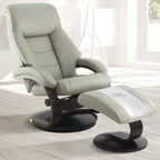 Oslo Collection Mac Motion Putty Top Grain Leather Mandal Recliner and Ottoman, Gray