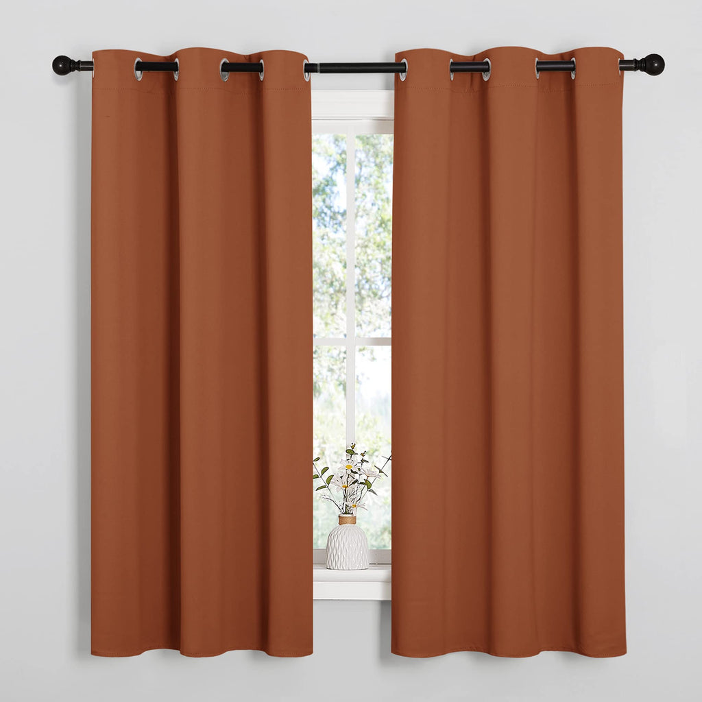 NICETOWN Bedroom Halloween Curtains 63 inches Long, Privacy and Thermal Insulated Blackout Drapes for Windows (Burnt Orange, 1 P