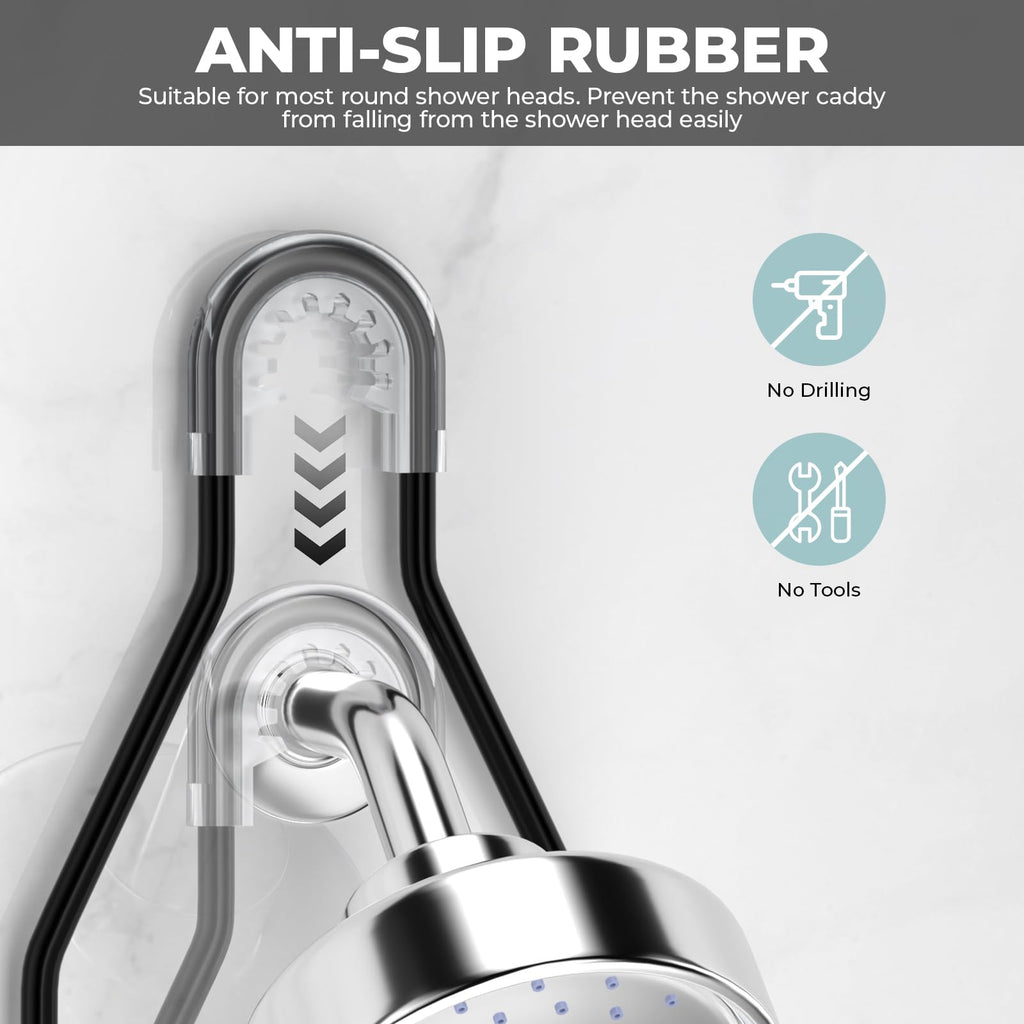 Shower Caddy Hanging Adjustable Shower Caddy, Rustproof Extended Length Shower Caddy Over Shower Head With Hooks Soap Holder, La