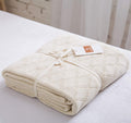 Longhui Bedding Cotton Cable Knit Throw Blanket For Couch Chairs Beach Sofa, Home Beige Decorative Blanket, Cream 50 X 60 Inches