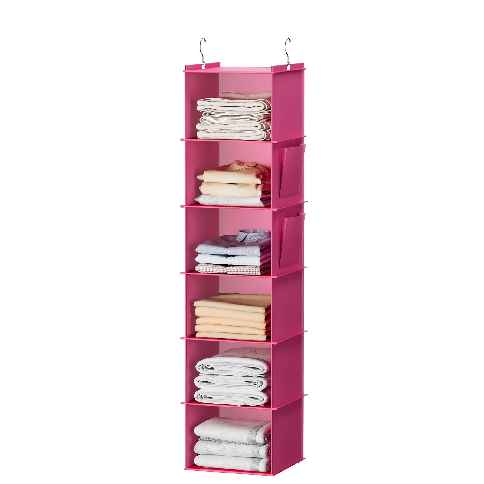YOUDENOVA Hanging Closet Organizer, Closet Hanging Storage Shelves (Pink)