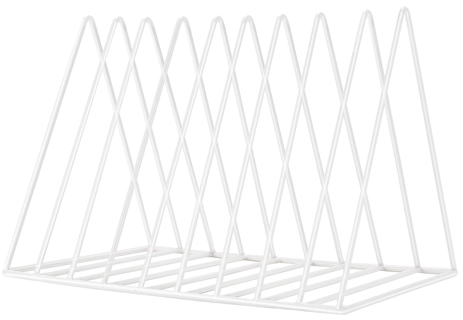 Sooyee 9 Slot White Magazine Holder,Desktop File Sorter Organizer Triangle Bookshelf Decor Home Office
