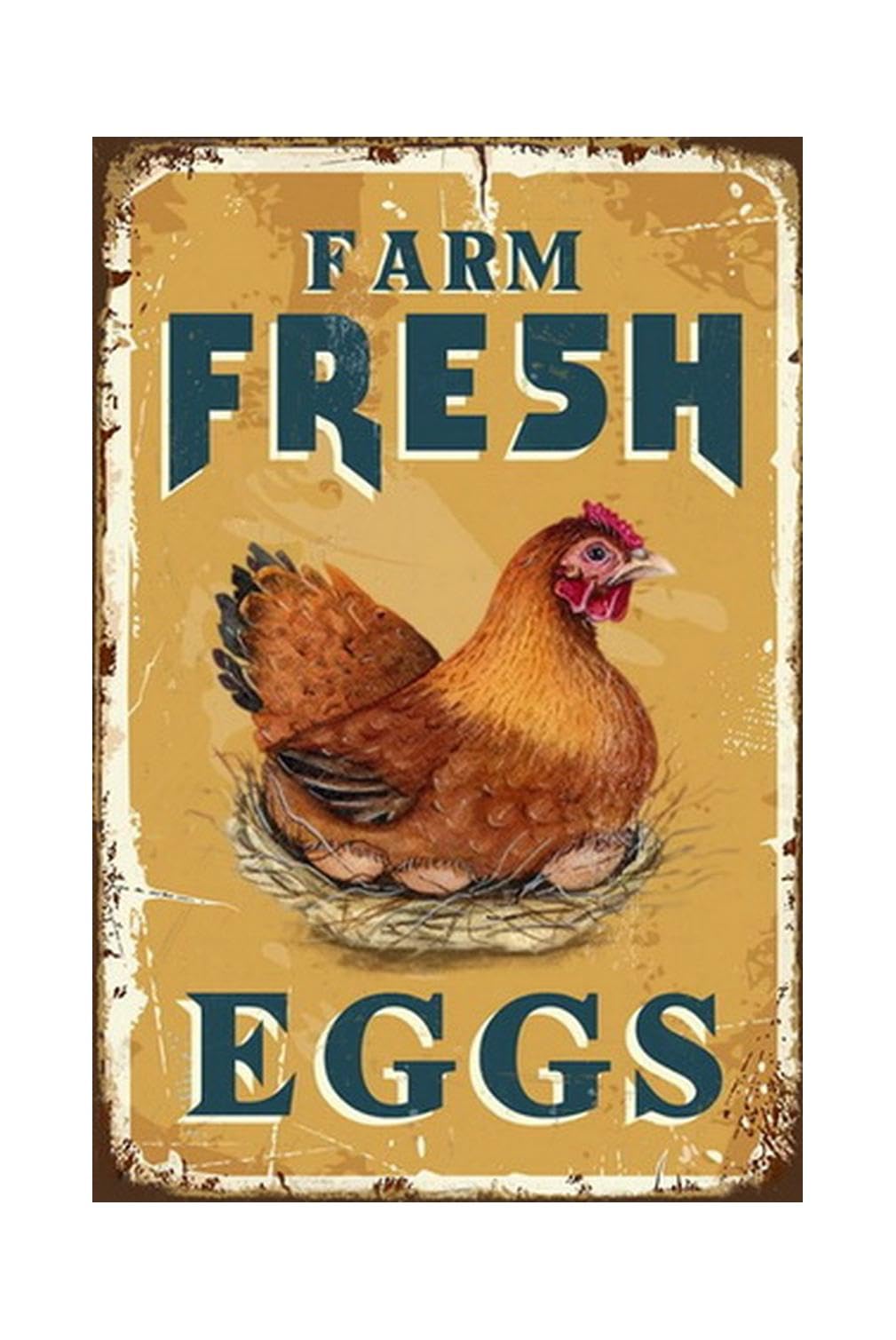 Funny Chicken Sign, Metal Chicken Coop Tin Signs, Farm Fresh Eggs, Yard Sign Garage Farm Garden Wall Decor Sign Plaque Outdoor F