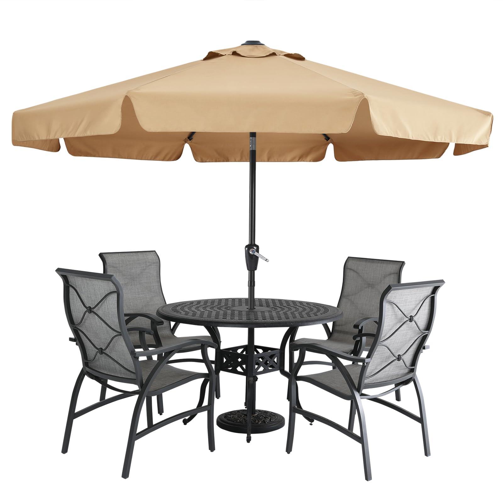 Mastercanopy Valance Patio Umbrella For Outdoor Table Market -8 Ribs (9Ft, Khaki)