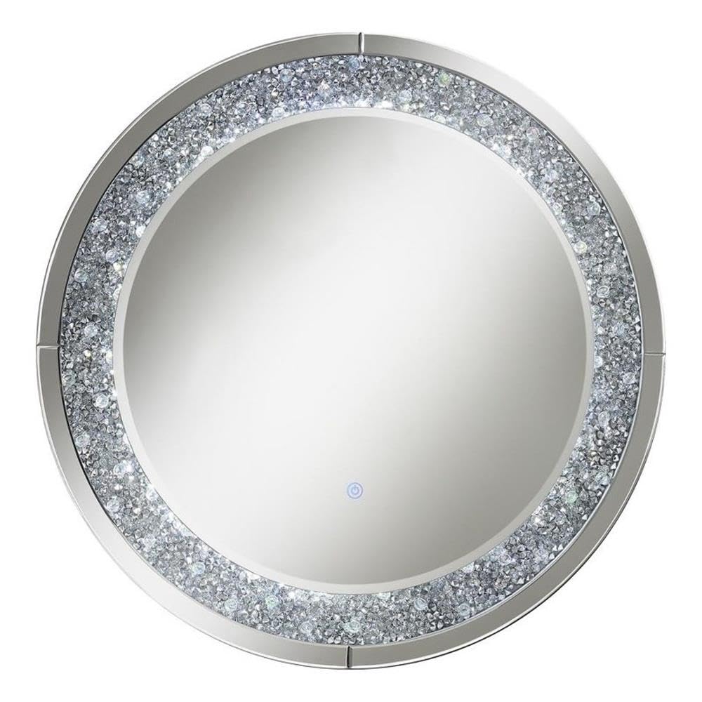 Coaster Home Furnishings Round Wall Mirror With Led Lighting Silver 961428