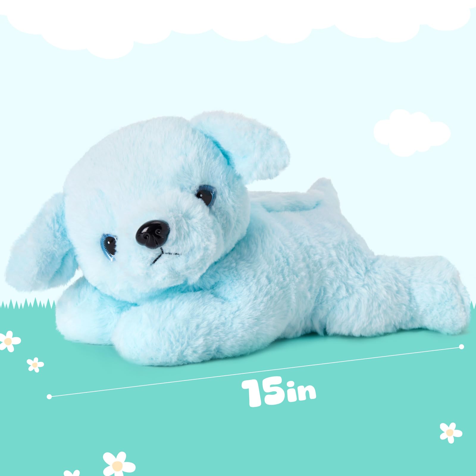 Glow Guards 15' Blue Musical Dog Plush Soft Stuffed Animal Puppy With Led Night Lights Christmas Children'S Day Birthday Gifts