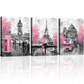 CANVASZON Pink and Gray Paris Wall Art Paris Decor for Bedroom Bathroom Girls Room Wall Decor Paris Pictures Rustic Black and Wh