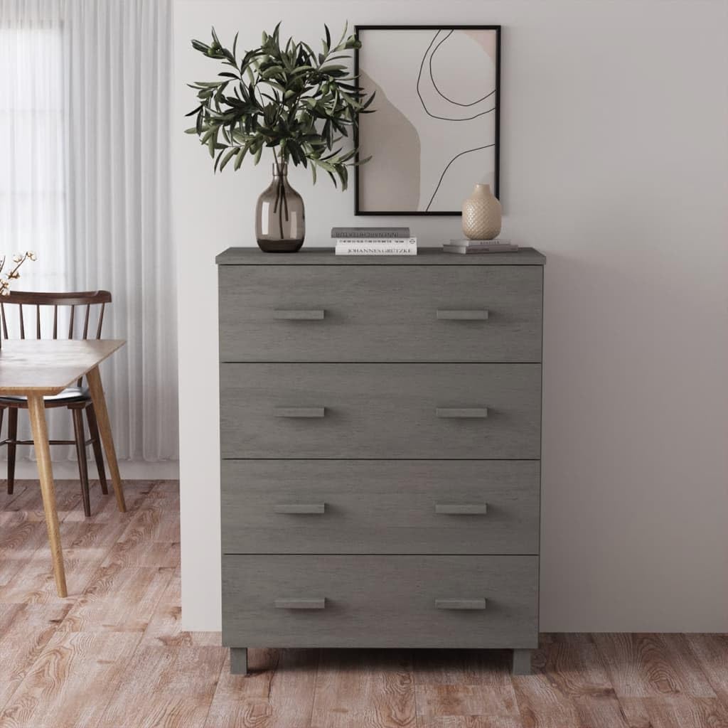 vidaXL HAMAR Sideboard Dark Gray - Solid Pinewood Construction with Four Drawers and Spacious Top - Stylish and Practical Furniture Piece