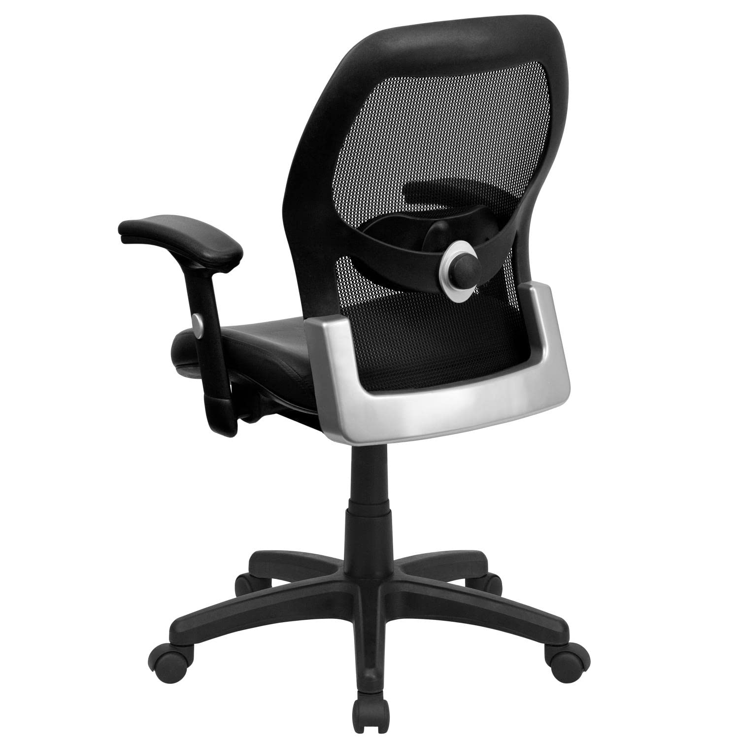 Flash Furniture Mid-Back Black Super Mesh Executive Swivel Office Chair With Leather Padded Seat