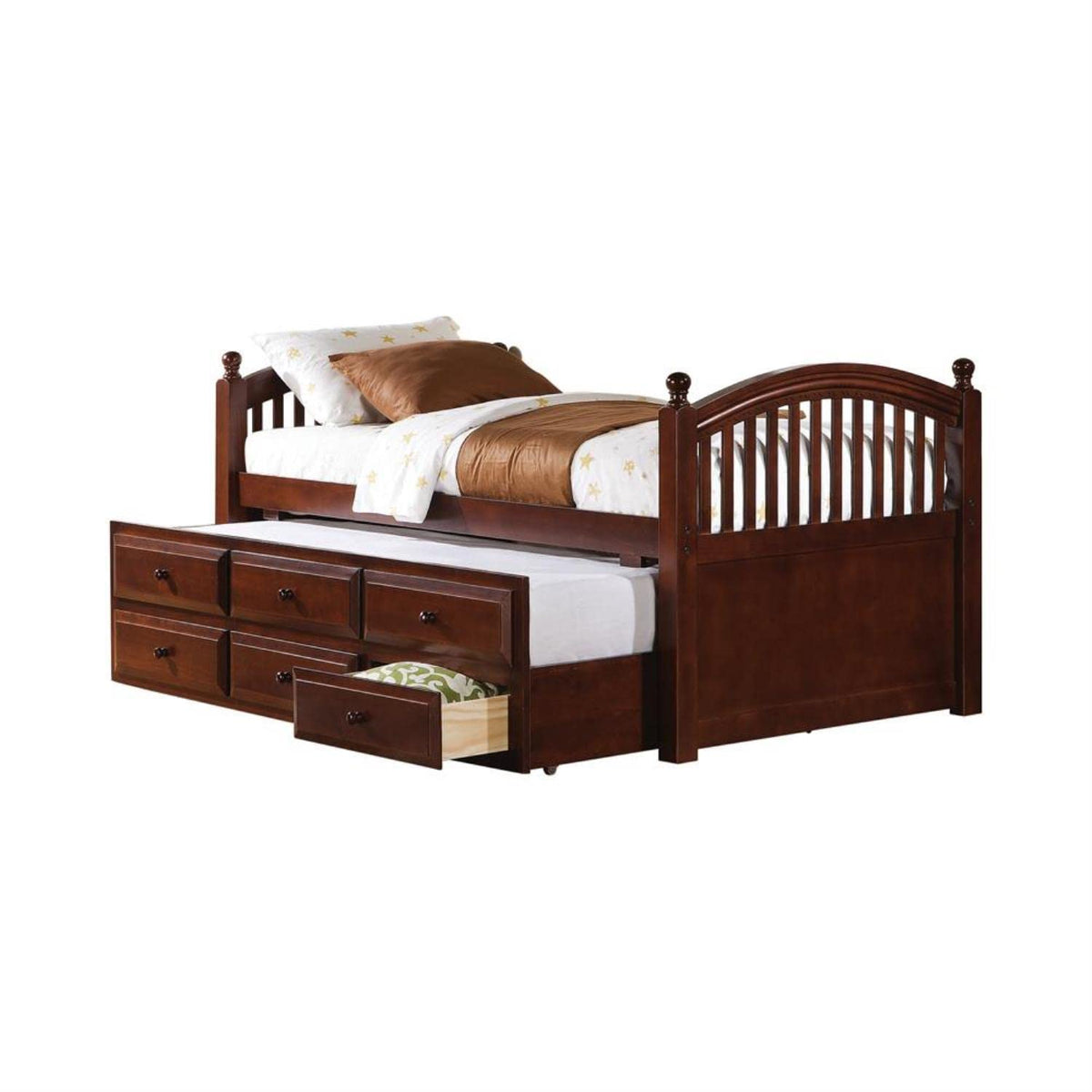 Twin Captain’S Bed With Trundle And Drawers Chestnut