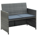 vidaXL Patio Sofa - 2-Seater, Outdoor Furniture with Cushions, Weather-Resistant & Lightweight, Durable Poly Rattan, Gray