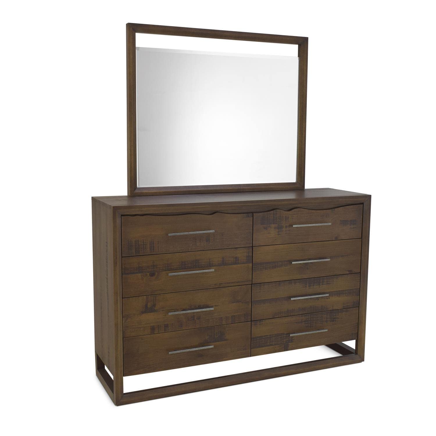 Steve Silver Lofton 8-Drawer Mocha Brown Wood Dresser and Mirror