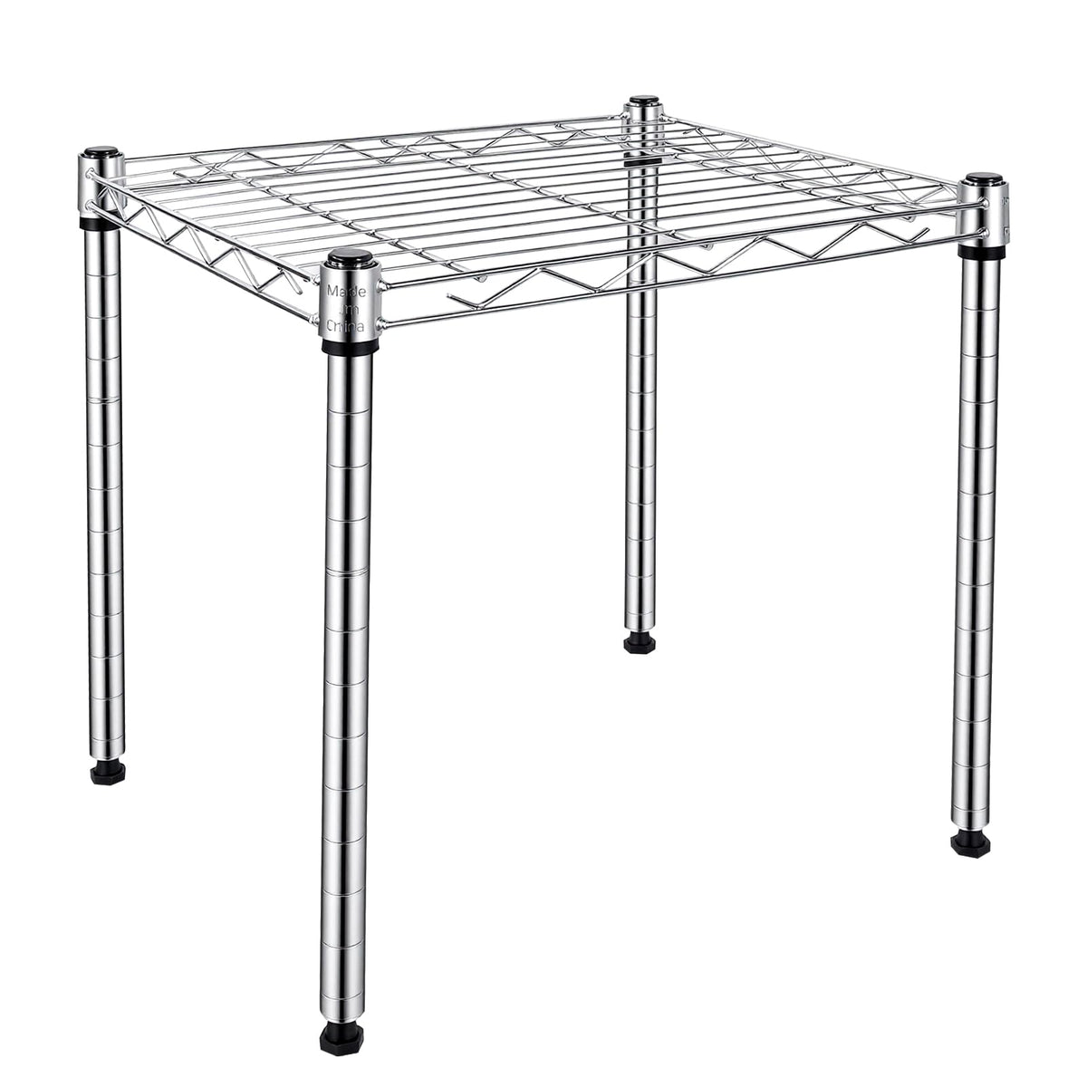 PSOONON 1 Tier Stackable Silver Metal Wire Storage Shelving Unit