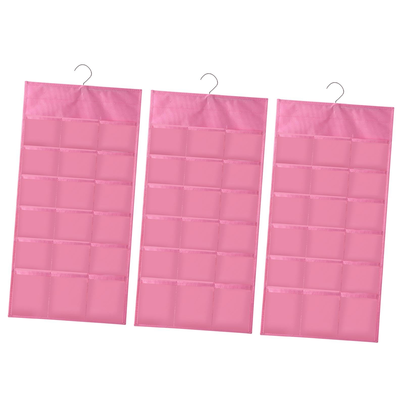 Club Bollywood 3 Pieces Hanging Closet Organizer Breathable For Living Room Study Room Home Pink| Household Supplies & Cleaning 