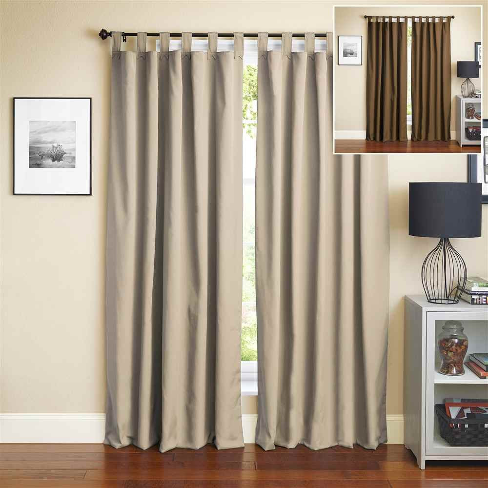 Blazing Needles Two-Tone Reversible Tab Top Twill Curtain Panels, 84&quot; by 52&quot;, Chocolate/Toffee 2 Count