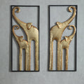 HKaikzo Set of 2 Elephant Wall Decor, African Wall Decor, Gold Elephant Wall Art, Animal Decorations for Living Room, Modern Met